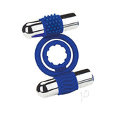 Zolo Rechargeable Duo Vibrating Silicone Cock Ring - Navy/Silver